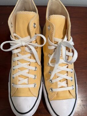 Converse Yellow High-Top Canvas Sneakers with White Laces